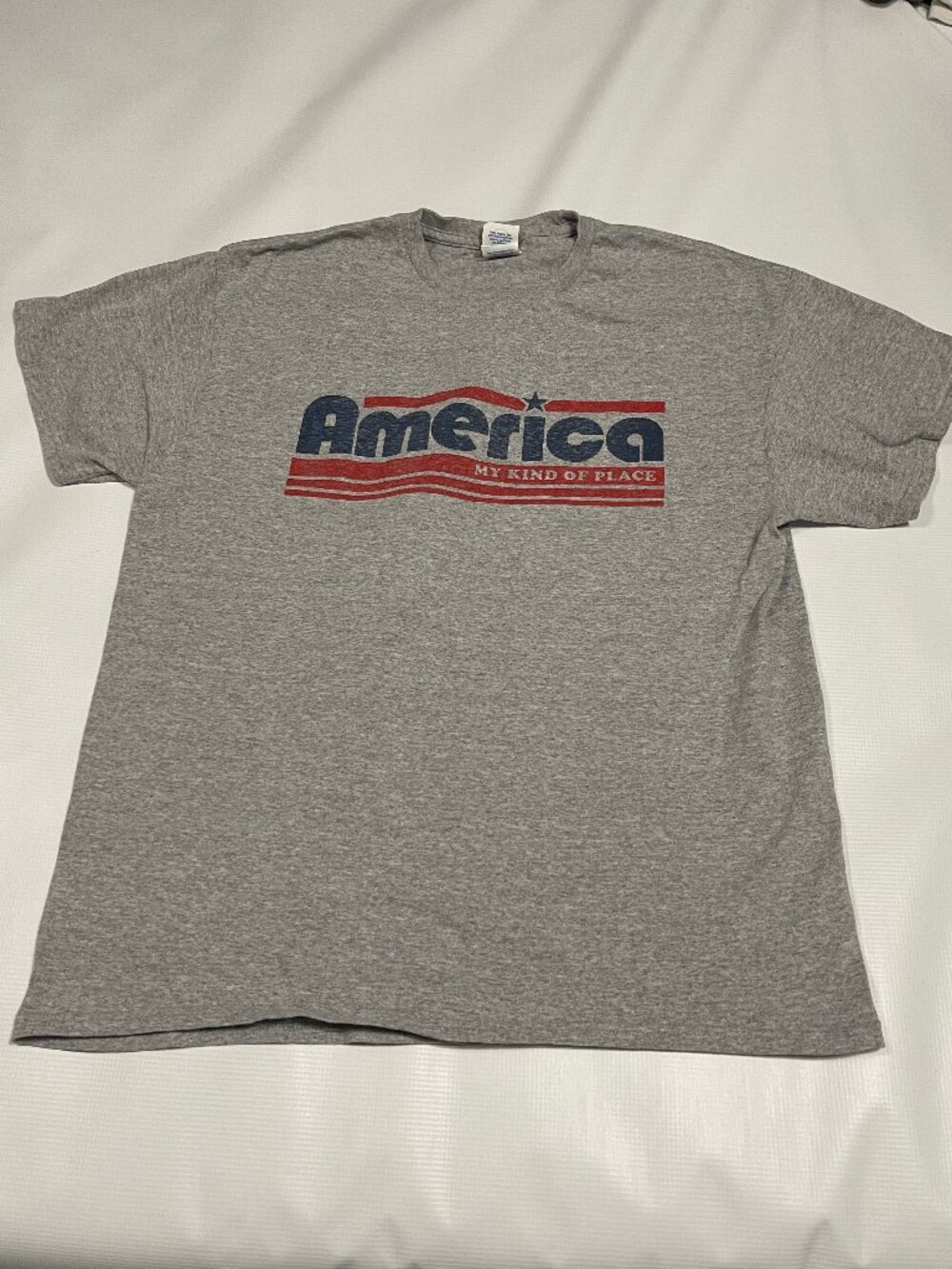 Delta Apparel America My Kind of Place Graphic T-Shirt Heather Grey Size L